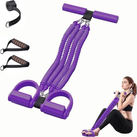 Bande de Resistance Musculation 4 Tubes, Elastique Musculation avec Poignées Antidérapantes, Pedal Resistance Band avec Poignée Respirante pour Abdominaux Bras Jambes (1/5)