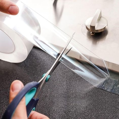 Mokani Transparent Sealing Strip for Bathroom, Self-Adhesive Transparent Sealing Strip for Kitchen, Bathroom, Bathtub, Toilet, Shower, Sink (2 inches x 33 feet) (1/5)