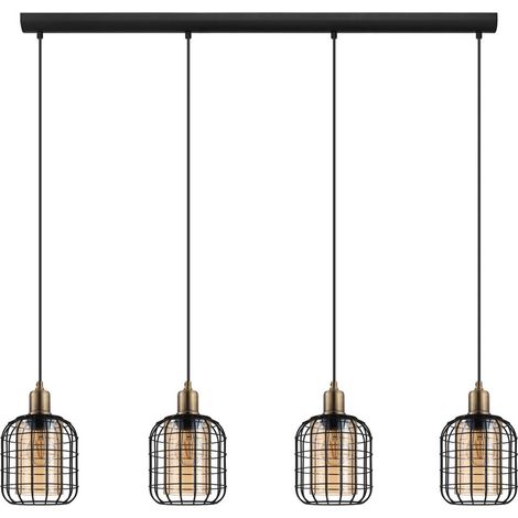 Suspension Chisle Eglo Noir/brun 4xE27 (1/4)