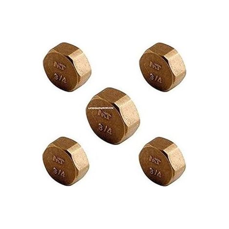 Lot de 5 Bouchon Femelle Laiton 1'' Accessoire en laiton Aenor Bouchon en laiton 1'' avec filetage interne (1/2)