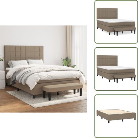 Materasso con molle insacchettate - vidaXL Giroletto a Molle con Materasso Tortora 140x190 cm in Tessuto - Panca multifunzionale