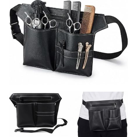 Sac Porte-Outils Ceinture Noir en Cuir PU pour Ciseaux Coiffeur (1/5)