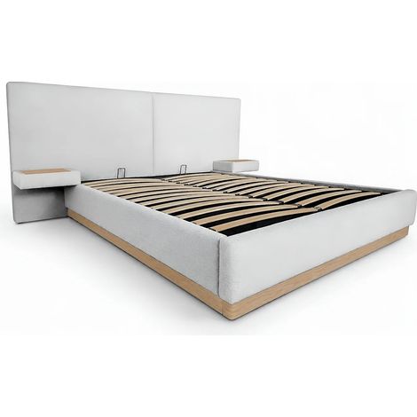 Letto con contenitore con comodini 180 x 200 cm - Tessuto Testurizzato - Beige - MORIVALO di Maison Céphy (1/5)