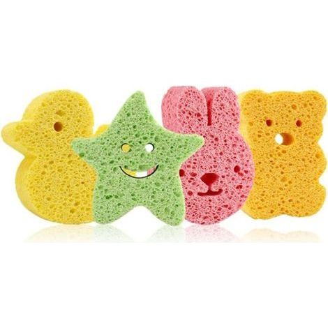 4PCS Eponge de bain Konjac pour bébé Set Éponges Konjac,Éponge Bébé Bain éponges de bain naturelles aux formes mignonnes Jolies éponges de bain en forme de dessin animé Idéales (1/5)