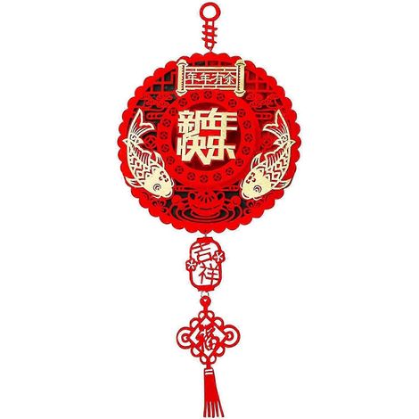 Décoration rouge pour la Fête du Printemps, pendentif du Nouvel An chinois 2023, artisanat fait main, ornement créatif pour la décoration extérieure-StyleE