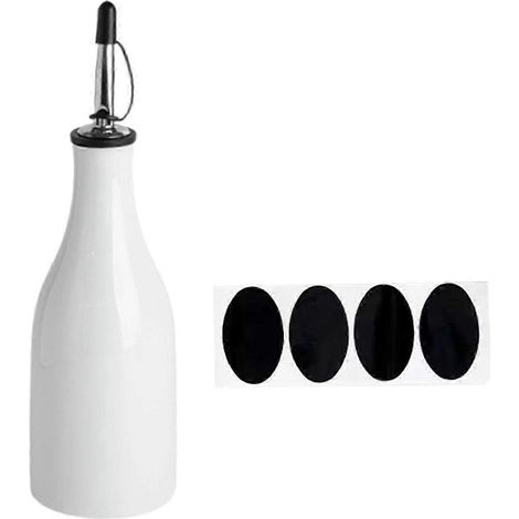 Ölflasche Sojasaucenspender Keramik Leicht zu reinigen und wiederbefüllbar 300 ml Robuste Olivenöl-Spenderflasche Öl-Spenderflasche-White (1/5)