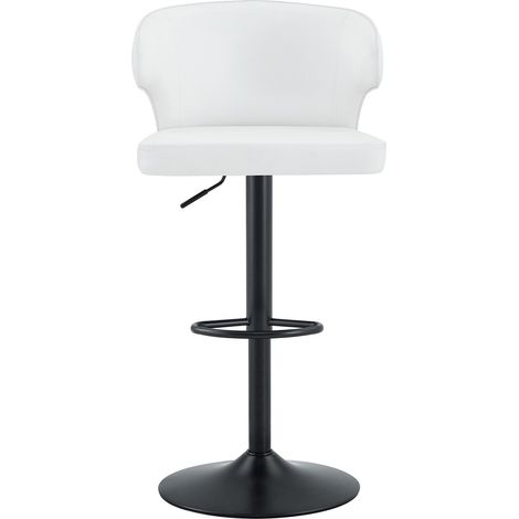 Set de 2 taburetes de bar blancos con respaldo, altura regulable y giro 360°, base metálica de 45 cm (1/5)