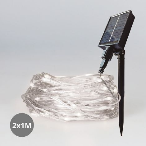 Rideau lumineux solaire à LED 2x1M Lumière froide