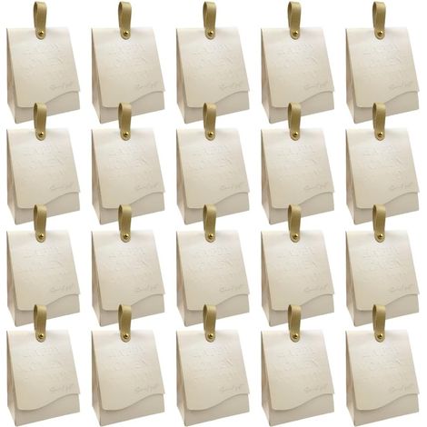 Scatola di carta per caramelle (20 pezzi), confezione regalo, scatola per cioccolatini, con lacci in pelle, ideale per omaggi agli ospiti, matrimoni, compleanni, lavori artigianali e proposte di matri