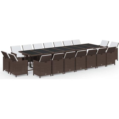 Maison Exclusive - Set da Pranzo per Giardino 19 pz con Cuscini Polyrattan Marrone (1/5)