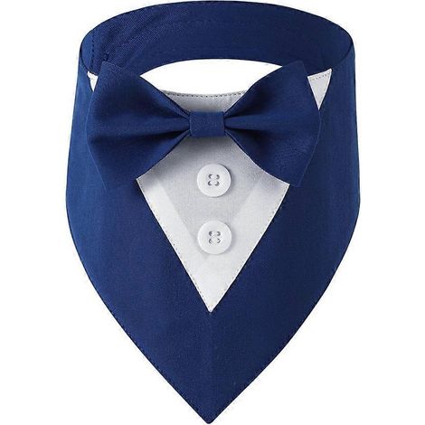 Katzenhalsband mit Fliege, Hochzeitskostüm für kleine und mittelgroße Hündinnen, blau, Größe M.