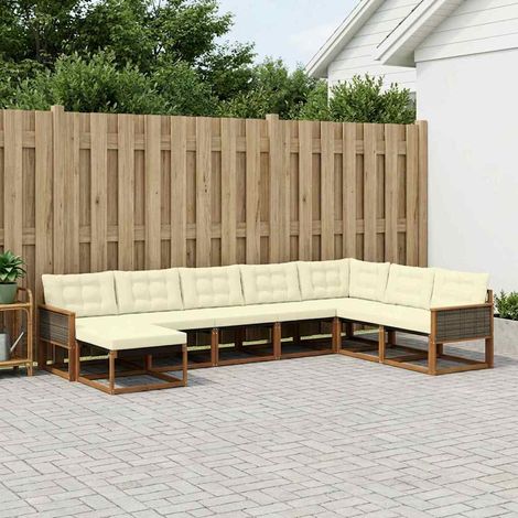 vidaXL Outdoor-Sofagarnitur mit Kissen 8 pcs Natur und Creme (1/5)