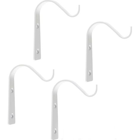 Lntyq Stück Wandhaken zum Aufhängen von Pflanzen, Metallhaken zum Aufhängen im Garten, schwarze Wandhaken, für draußen, drinnen, Garten, Hängekörbe (weiß) (1/5)