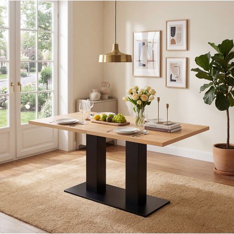 Ausziehbarer Esstisch (180x70x75 cm), für 4 bis 8 Personen, 30 mm Tischplatte, MDF, Natural (1/5)