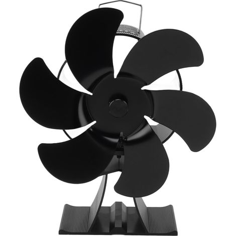 Thermodynamischer Kaminventilator mit 6 schwarzen Aluminiumflügeln für optimale Wärmeverteilung