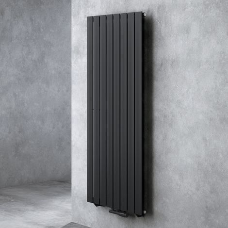doporro Radiateur pour Chauffage Central 160x61cm Radiateur à Eau Chaude Panneau Monocouche Design Vertical Noir-Gris FV