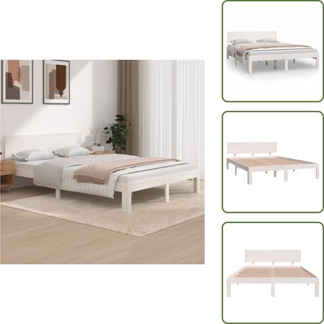 Cama de pino - vidaXL Estructura de cama sin colchón madera pino blanco 140x200 cm - Cama de madera contrachapada