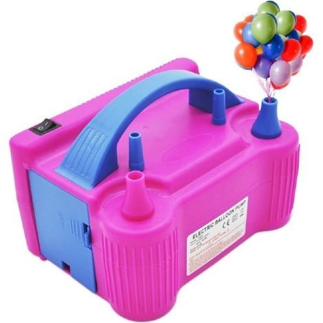 Ballon à air électrique, pompe de gonflage portable à double buse haute puissance (AC220-240 V 600 W) pour fêtes, mariages, anniversaires, événements et décorations de vacances, rose (1/4)