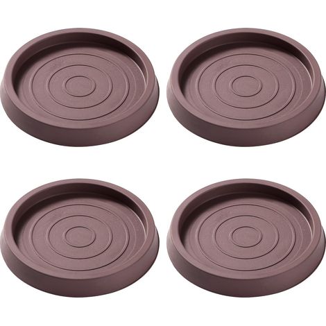 4 Patins Ronds Antidérapants en Caoutchouc 6.4 cm - Coussinets pour Pieds de Meubles, Lit, Canapé, Chaise, Table, Armoire - Marron