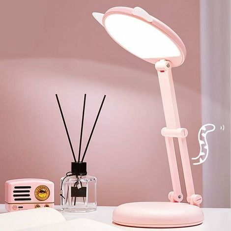 Lámpara de escritorio LED para niños, lámpara de noche con orejas de gato rosa para niñas, ajustable (1/4)