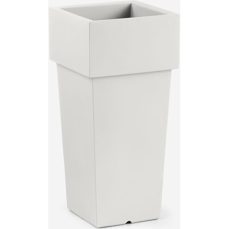 Vaso quadrato alto in polietilene per piante da esterno Nova 85 - Bianco
