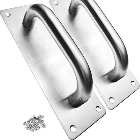 Poignées de Porte Coulissante, Robuste Poignee Inox Exterieur, 2 Pcs - Poignée Porte Coulissante avec Plaques pour Grange, Porte en Bois, Jardin Extérieure, 20 x 6.5 cm (1/5)