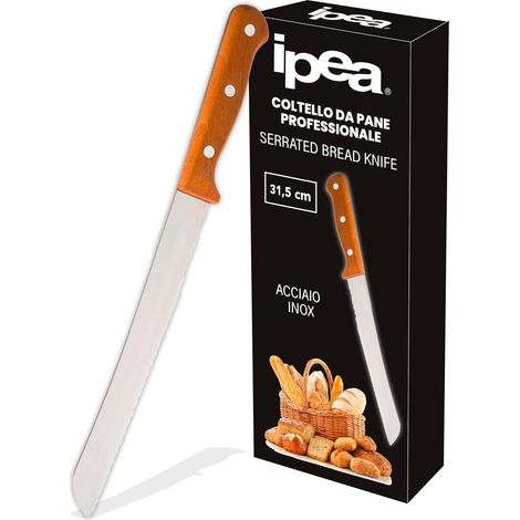 Couteau à Pain Professionnel avec Lame Dentelée en Acier Inoxydable - Couteau Tranchant Multi-usages pour Couper le Pain, les Petits Pains, les Fruits avec une Coupe Précise - 33 cm (1/5)