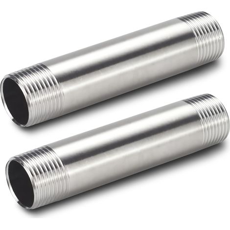 Lot de 2 rallonges de robinet en acier inoxydable 1/2" x 100 mm DN15 (1/5)