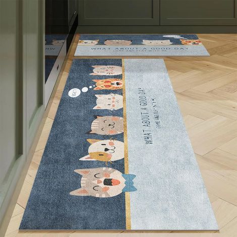 Blue Cat tapis de cuisine tapis de cuisine évier avant long antidérapant lavable ensemble universel salon couloir douche porte d'entrée (1/5)