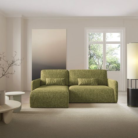 Umkehrbares und umwandelbares 3-Sitzer-Ecksofa mit Truhe Lazare Grün (1/5)