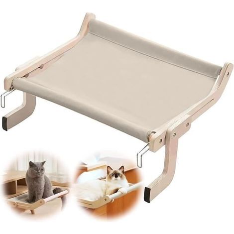 Fensterbankmodell für Katzen – Tragkraft bis 18 kg – Maße: 44,5 x 36 x 16 cm – Beige (1/4)
