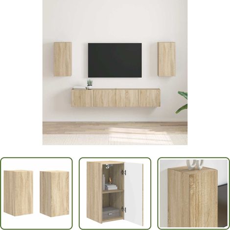 vidaXL Wohnzimmer - TV-Wandschrank 2 pcs Sonoma 30 x 31 x 60 cm Holzwerkstoff (1/5)