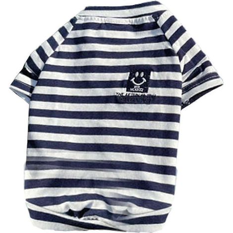 Camiseta de algodón a rayas para perros grandes, elástica y transpirable. (1/5)