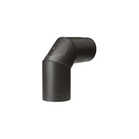 GOMITO 90° PORC. C/ISPEZIONE STUFE A LEGNA NERO OPACO ALA SMALTO TOP- - ÃE¸ mm.150 - 1 pezzi ALA