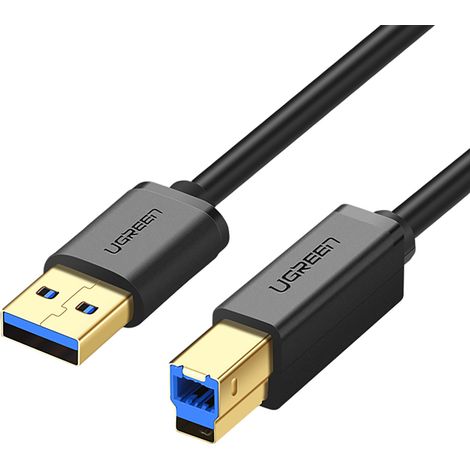 Câble d'imprimante USB 3.0 A-B ugreen US210, 1 m (noir) (1/5)