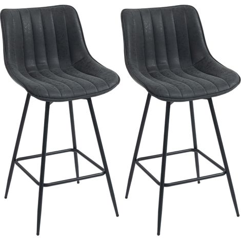 CHICFURN Sgabelli da bar set da 2 68 cm neri in similpelle, girevoli a 360° con schienale (1/5)
