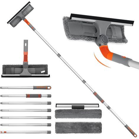Raclette à Vitre Professionnelle, 254 cm Raclette Vitre Telescopique Perche Nettoyage Vitre avec Tête Rotative Lave Vitre Telescopique, Kit de Nettoyage Vitre pour Verre Douche Voiture Fenêtres Hautes (1/5)