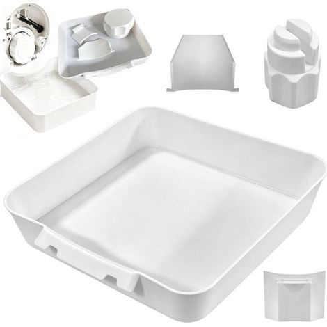 Lot de 4 – Bac de récupération pour lave-linge – 18 cm – Bac étanche imprimé en 3D – Plateau anti-goutte pour lave-linge – Récupération d'eau – Écoulement (1/5)