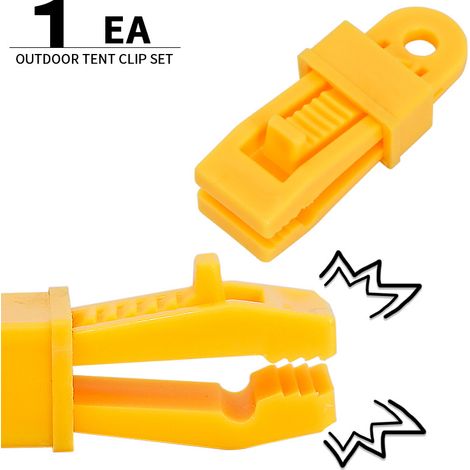 12 Pièces Clip de Tente de Camping Réutilisable Clip de Bâche en Plastique Tarp Clips pour Auvent de Tente, Camping en Plein Air, Randonnée,jaune (1/4)
