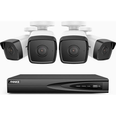 ANNKE Kit Videosorveglianza esterno 4 canali 5MP con 4 telecamere, sistema di sicurezza visione notturna,2TB HDD (1/5)