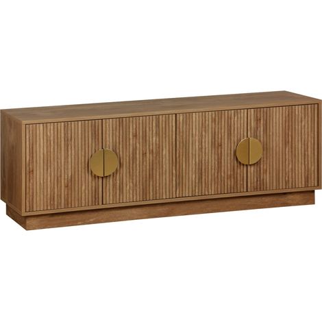 sweeek - Exotisches TV-Möbel mit 4 Türen in Mangoholz-Optik 140cm (1/5)