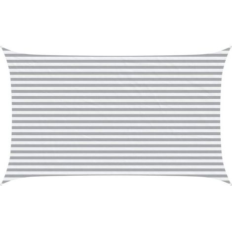 Voile d'ombrage gris clair et blanche, 5 mètres x 3 mètres (1/2)