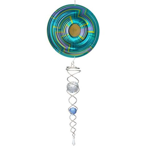 Suspension Éolienne Tournante Mandala Acier Inoxydable Queue de Cristal 60 cm ACTMSW0800 - PANGIVO