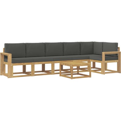 Conjunto de sofás de exterior 7 uds. 6 plaza Blanco y Antracita vidaXL (1/5)