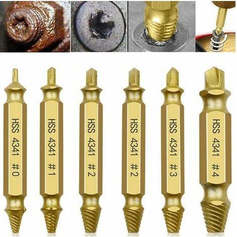 6 Pack Broken Screwdriver Bits [Gold], Damaged Stripped Screwdriver Removal Tool, Easy to Remove Stripped and Broken Screws