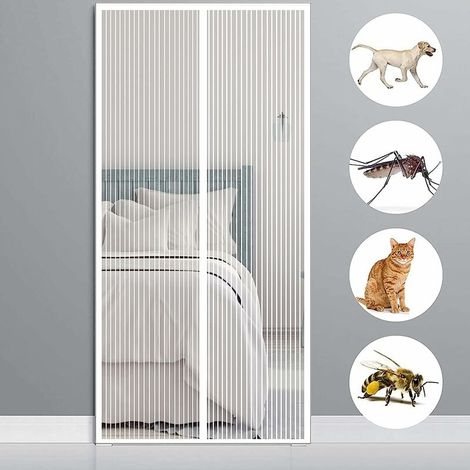 [MAI UTILIZZATO]  Tenda magnetica per porta anti-mosche da 150x220 cm (59x87 pollici) per corridoi, porte per interni/porte d'ingresso, bianco