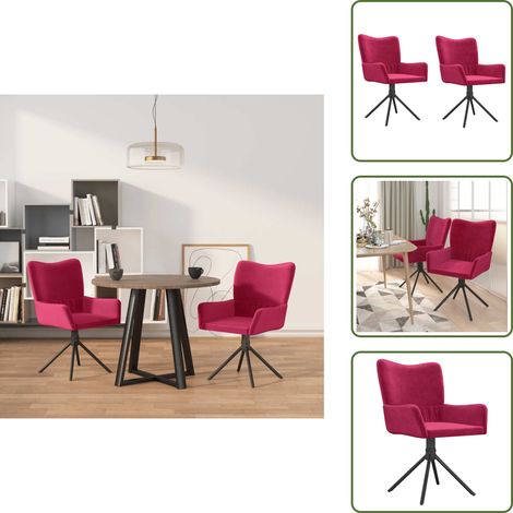 The Living Store Sillas de comedor giratorias 2 unidades terciopelo rojo tinto - Sillas de comedor