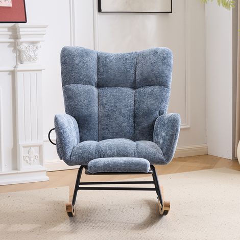 Fauteuil à bascule pour chambre d'enfant avec airbag, fauteuil de lecture à bascule confortable pour chambre d'enfant, fauteuils à bascule rembourrés confortables avec dossier haut pour salon, chambre (1/5)