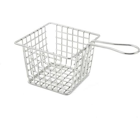 Panier à Friture Carré - Acier Inoxydable - Poignée Allongée Anti-brûlure - Pour Friteuse Profonde et Cuisine - 1 Pièce (1/5)