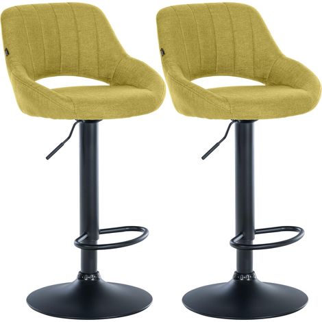 Lot de 2 tabourets de bar Milet en tissu Vert Métal noir mat